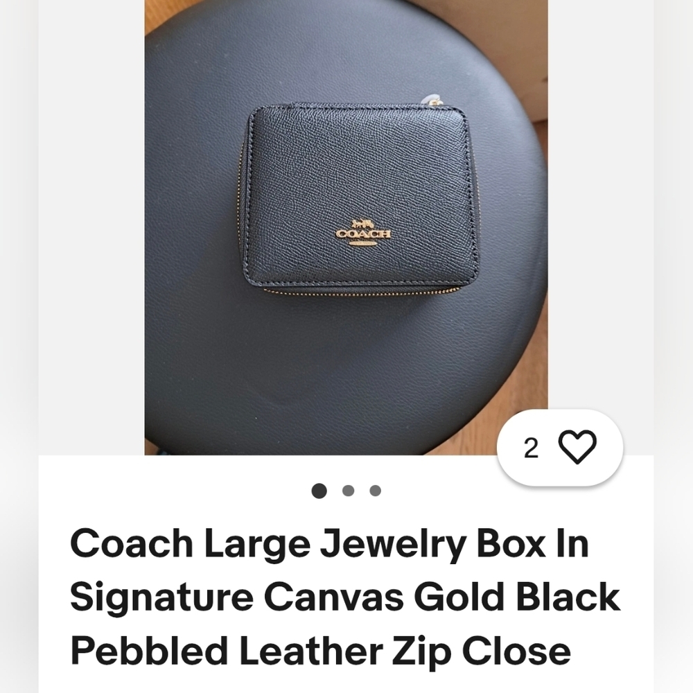 Coach Black Leather Jewelry Case with Gold Logo